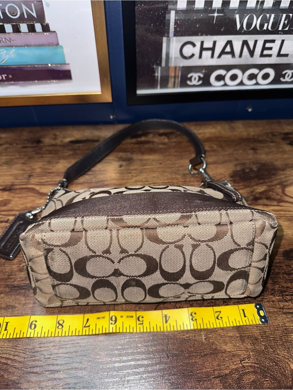 Coach Beige and Brown Signature Shoulder Bag - Picture 10 of 11